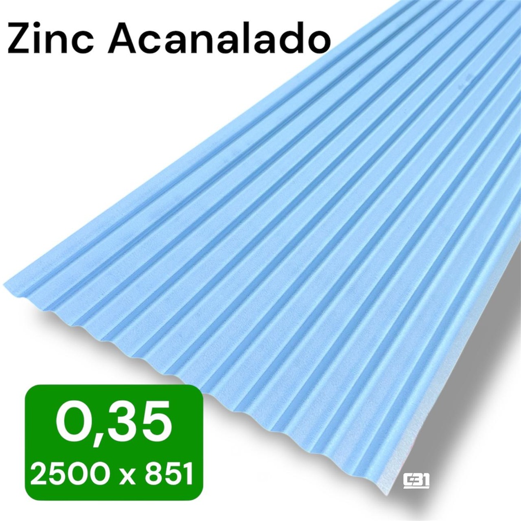 PLANCHA ZINC ACANALADO 0.35x851x2500mm