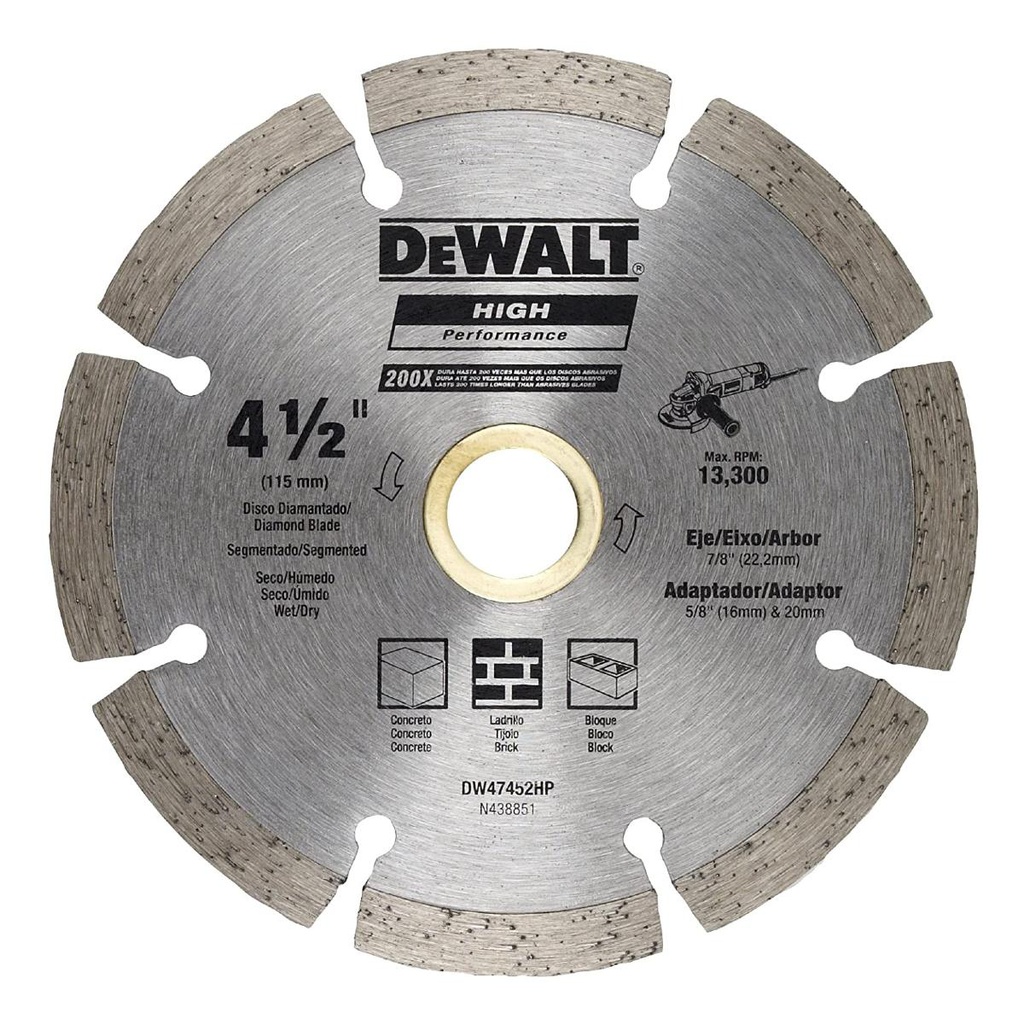 DISCO DIAMANTADO SEGMENTADO 4 1/2&quot; DEWALT