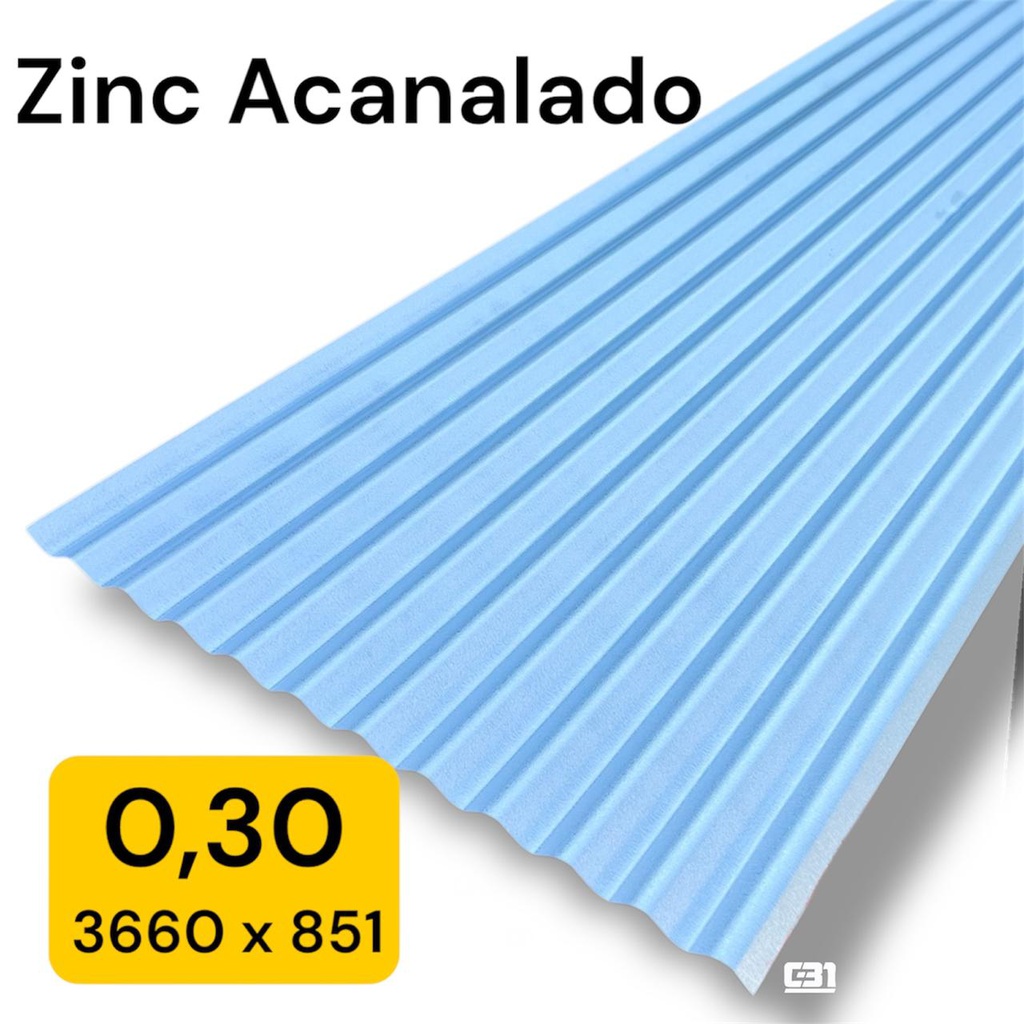 PLANCHA ZINC ACANALADO 0.30x851x3660mm