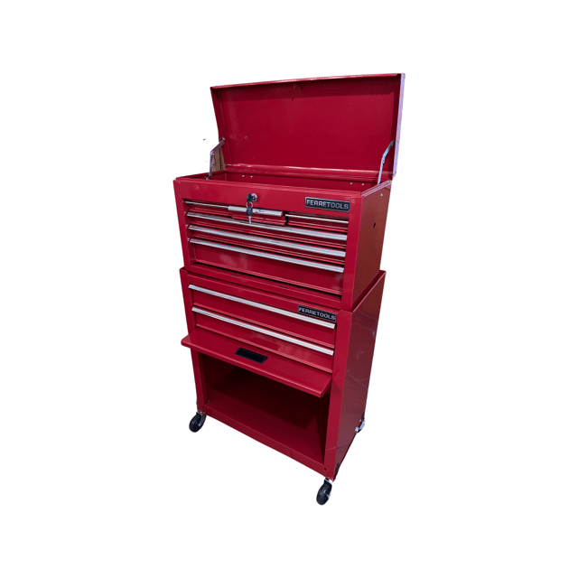 GABINETE METALICO CAJA PORTA HERRAMIENTAS 8 CAJONES ROJO