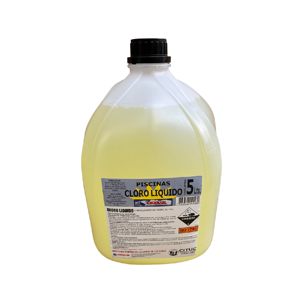 CLORO LIQUIDO PISCINAS BIDON 5LT DIDEVAL