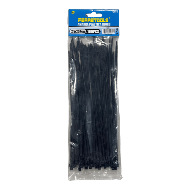 AMARRAS PLASTICAS NEGRAS 2.5X200MM (100und) F2694