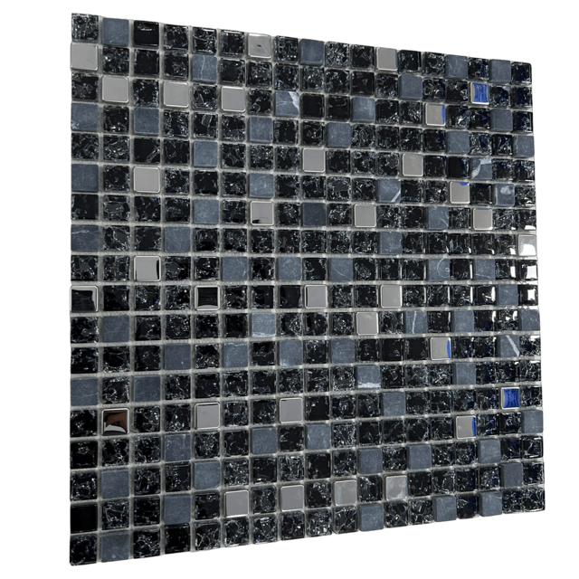 MALLA MOSAICO NEGRO PLATA 30X30CM DECORALIA