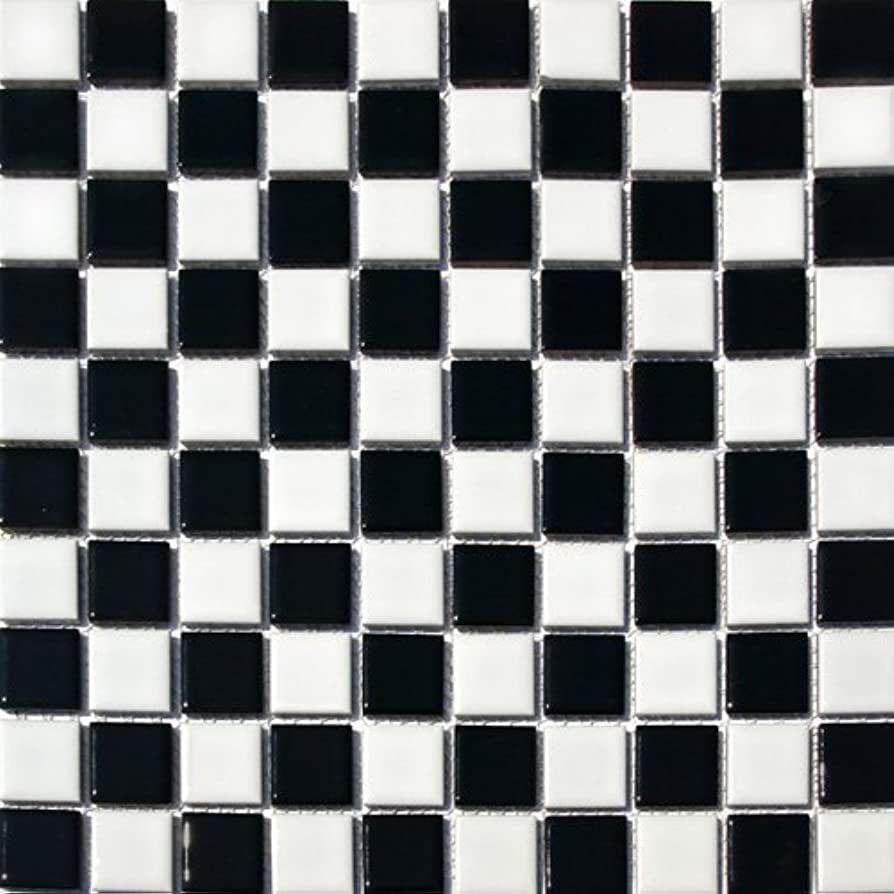 MALLA MOSAICO CUADRADO BLANCO NEGRO 30X30CM DECORALIA