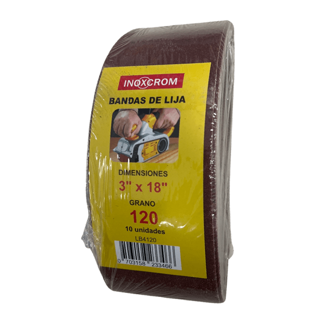 PACK 10 LIJAS DE BANDA 3X18&quot; GRANO 120 INOXCROM