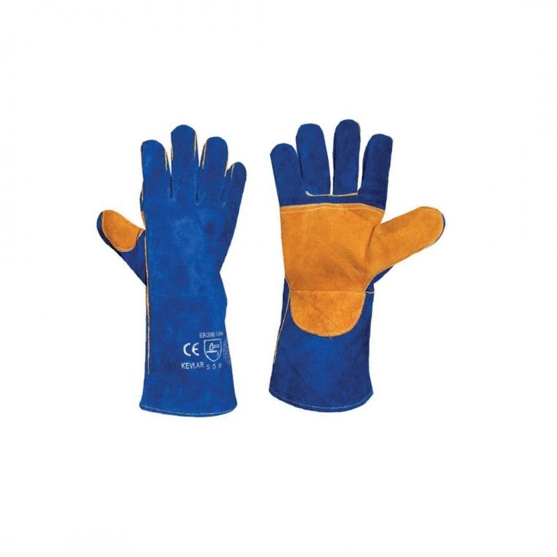 GUANTE SOLDADOR KEVLAR AZUL REFORZADO