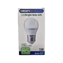 [A13] AMPOLLETA LAMPARA LED G45 5W/3000K E27 LUZ CALIDA MEGABRIGHT