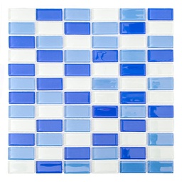 [90911] MALLA MOSAICO VIDRIO REC AZULES 30X30CM DECORALIA