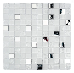 [ECDE10] MALLA MOSAICO BLANCO PLATA 30X30 DECORALIA