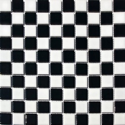 [90332] MALLA MOSAICO CUADRADO BLANCO NEGRO 30X30CM DECORALIA